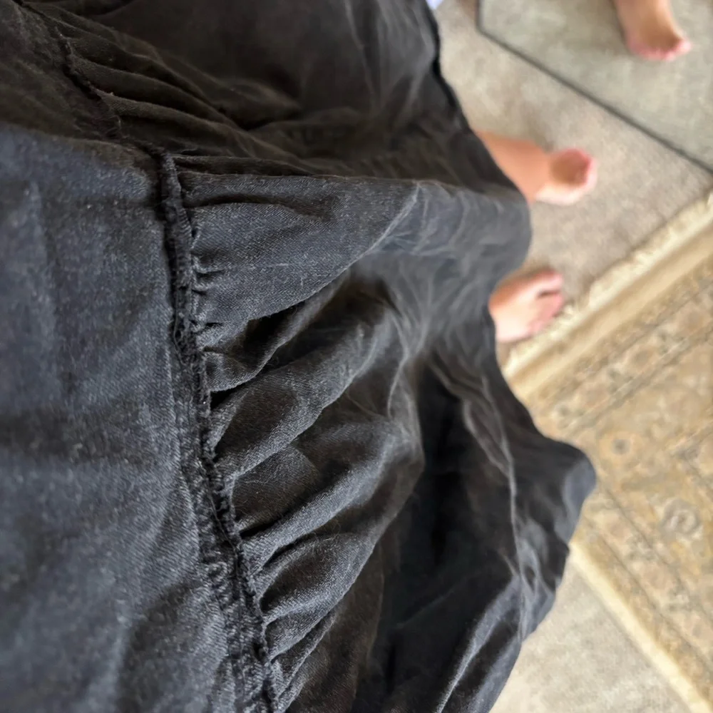 Free People | Women’s Size M | Black Denim Babydoll Dress with Puff Sleeves - Picture 3 of 7